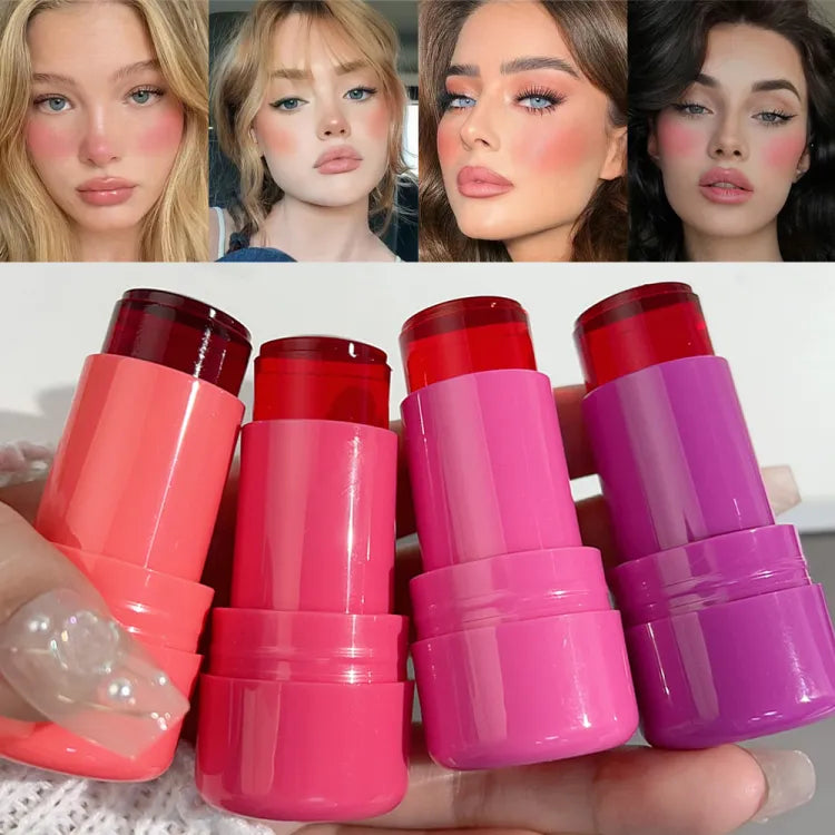 Cheek Lip Tinted Moistured Blush Stick Eyes Cheek Lip Brighten Cream Water Jelly Tint Stick Matte Contour Makeup